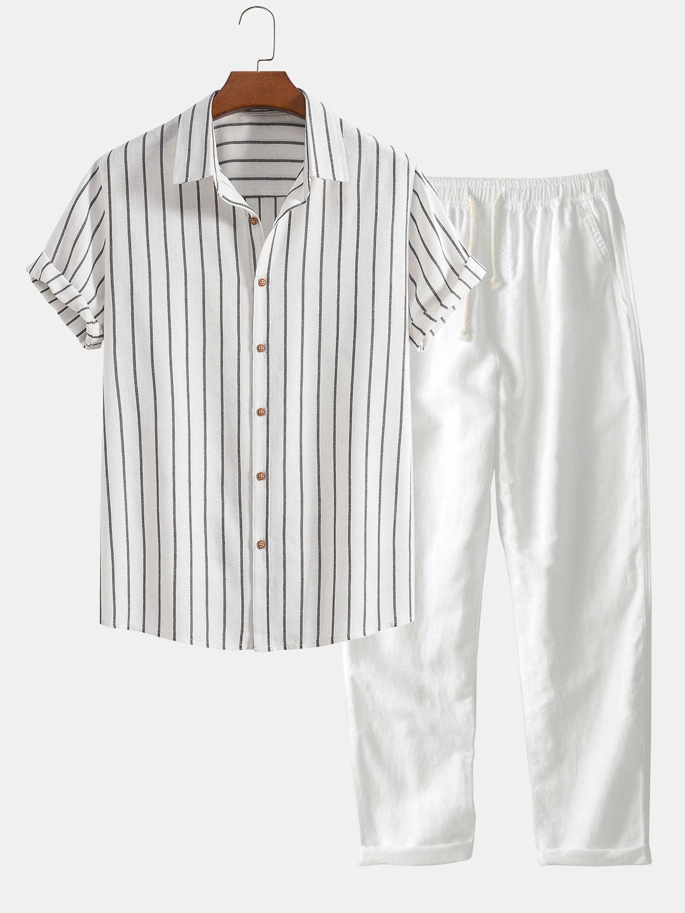 Marco | Camicia a Righe e Pantaloni in Lino