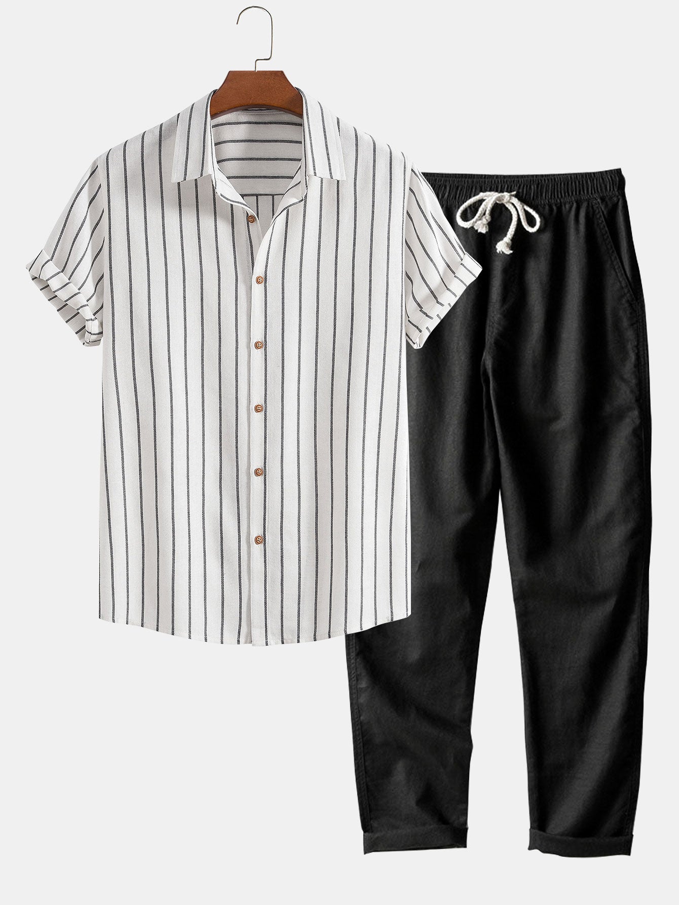 Marco | Camicia a Righe e Pantaloni in Lino