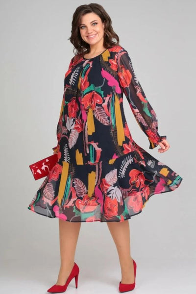Naira | Vestito Elegante Floreale in Chiffon e Cotone
