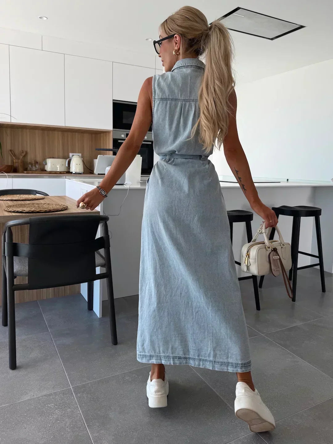 Abito lungo casual in denim