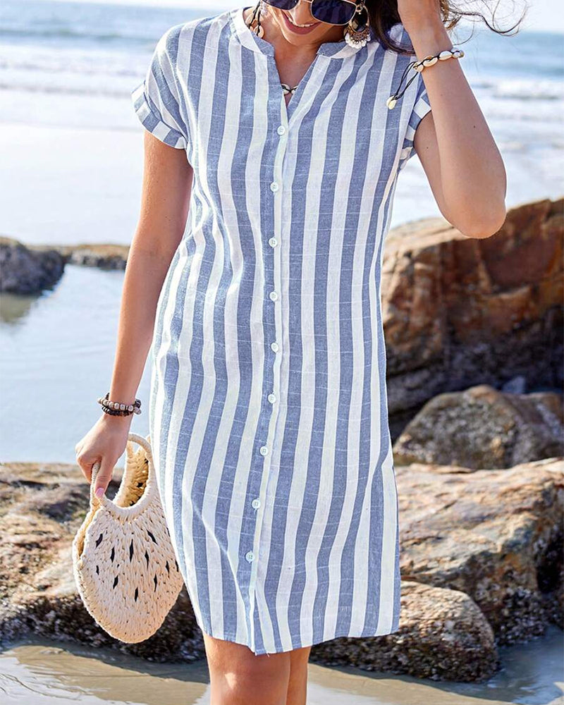 Zamora™ | Elegante abito a camicia a righe