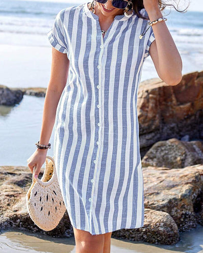 Zamora™ | Elegante abito a camicia a righe