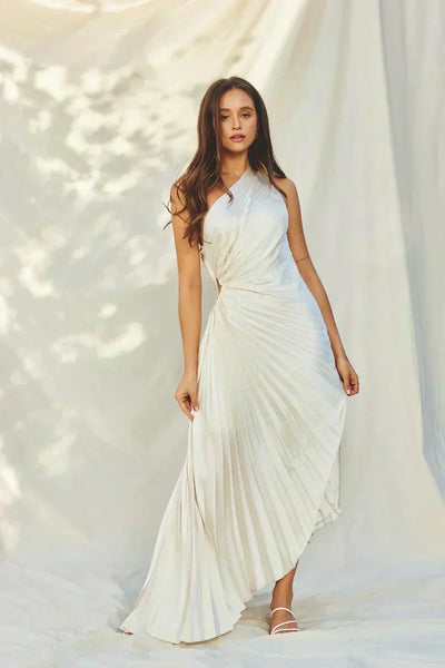 Dalyra™ | Abito midi monospalla plissettato