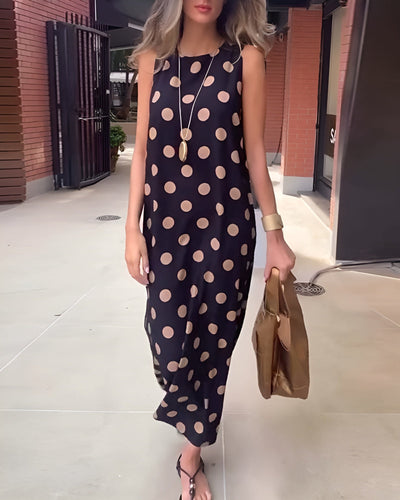 Roxane | Abito Elegante Maxi con Spacco a Pois