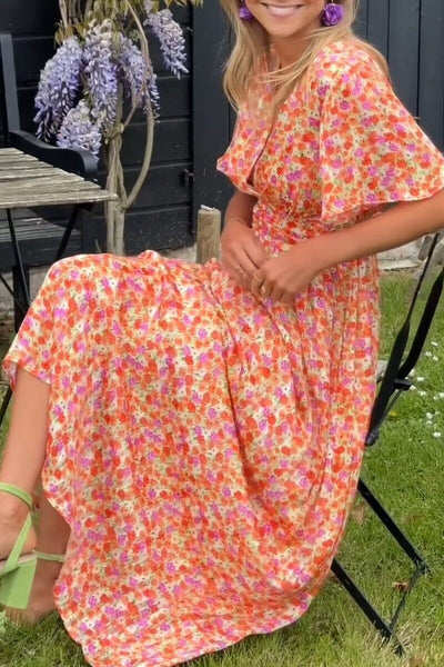 Elegante abito lungo con scollo a V