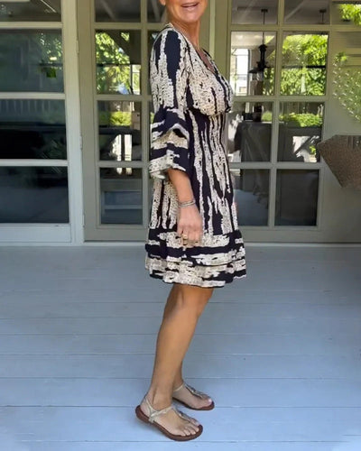 Jennifer | Vestito Elegante con Scollo a V e Maniche a Tre Quarti