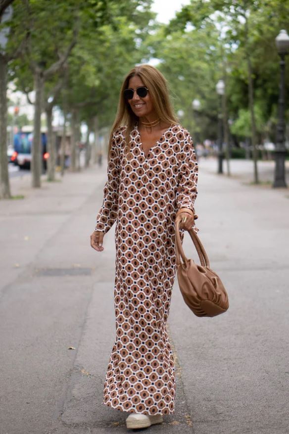 Jennifer | Abito Elegante con Stampa Marrone