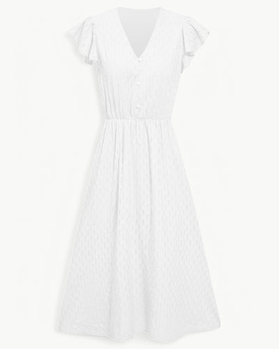 Alra™ | Abito midi con scollo a V e maniche a volant