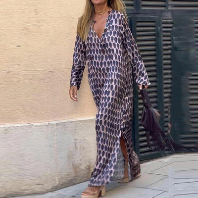 Jennifer | Abito Elegante con Stampa Marrone