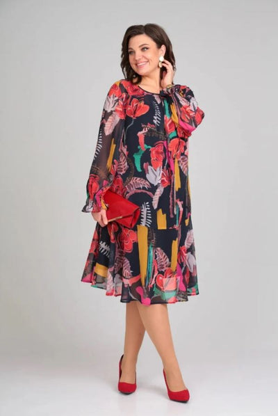 Naira | Vestito Elegante Floreale in Chiffon e Cotone