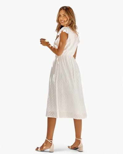 Alra™ | Abito midi con scollo a V e maniche a volant