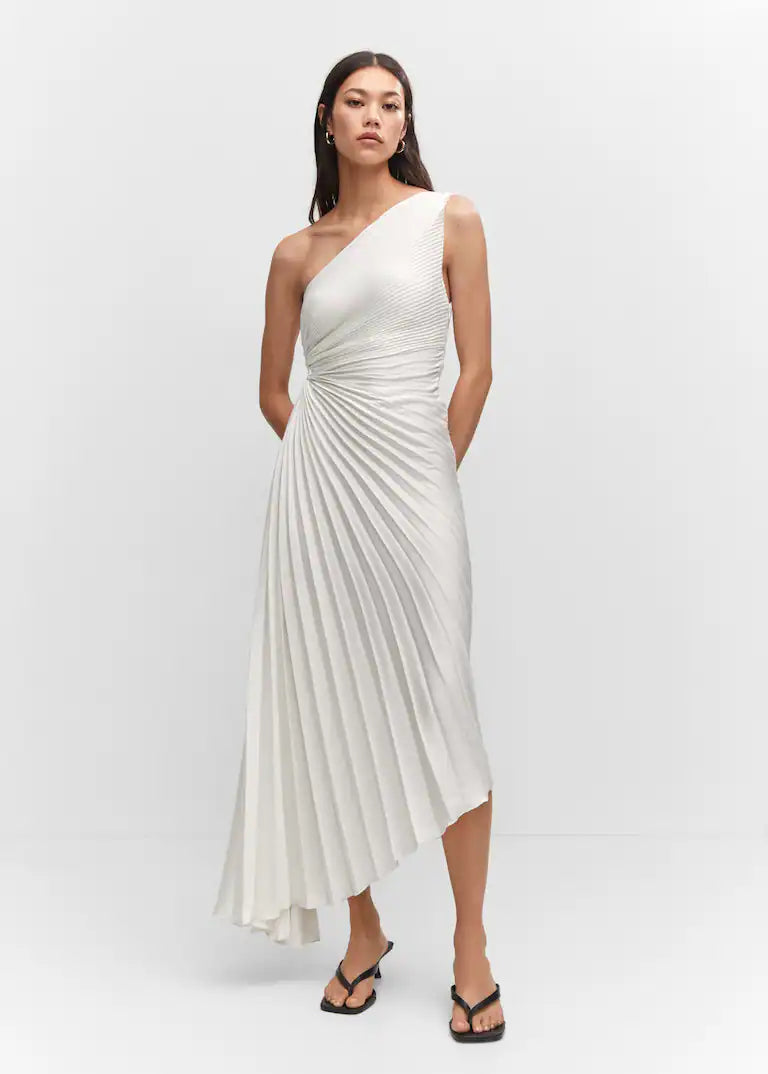 Dalyra™ | Abito midi monospalla plissettato