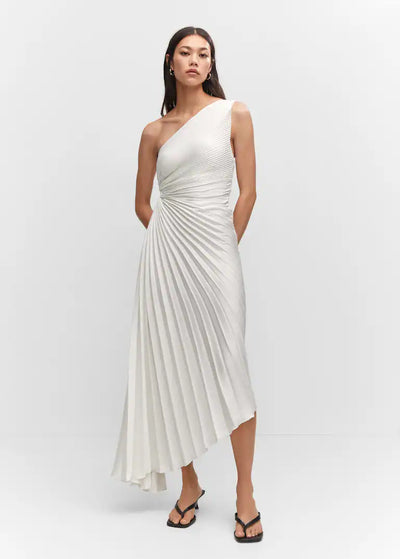 Dalyra™ | Abito midi monospalla plissettato