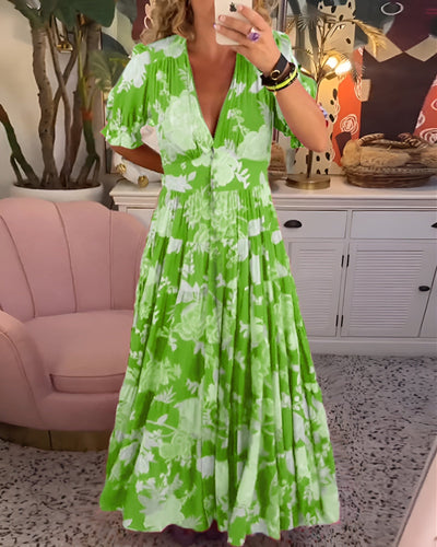 Serius™ | Abito con stampa floreale e scollo a V con tasca