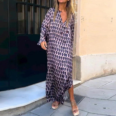Jennifer | Abito Elegante con Stampa Marrone