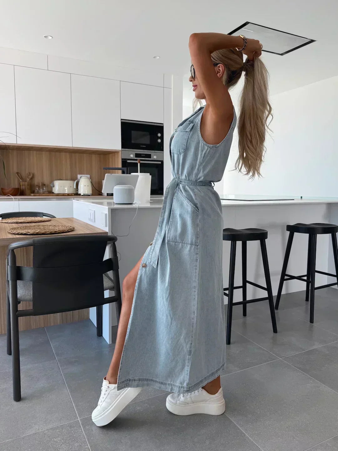 Abito lungo casual in denim