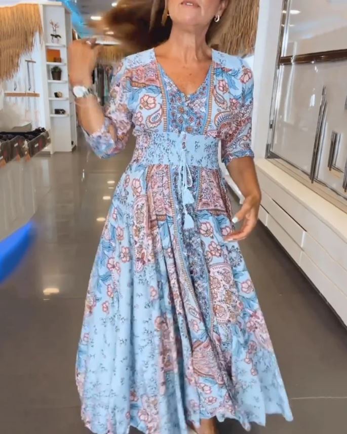 Jennifer | Abito Elegante con Scollo a V e Maniche 3/4