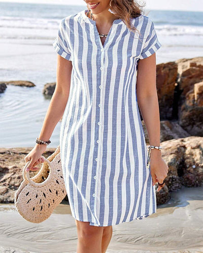 Zamora™ | Elegante abito a camicia a righe