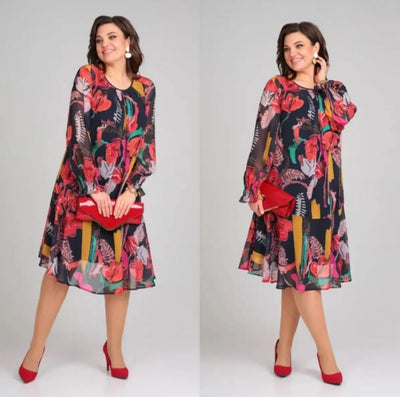 Naira | Vestito Elegante Floreale in Chiffon e Cotone