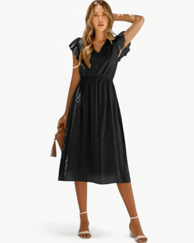 Alra™ | Abito midi con scollo a V e maniche a volant