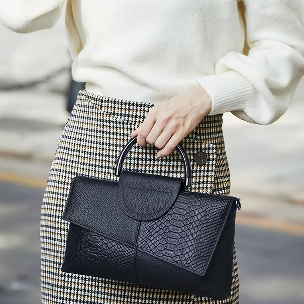 Cassandra | Borsa a Mano con Motivo Coccodrillo Opulento