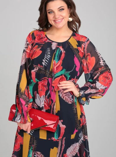 Naira | Vestito Elegante Floreale in Chiffon e Cotone
