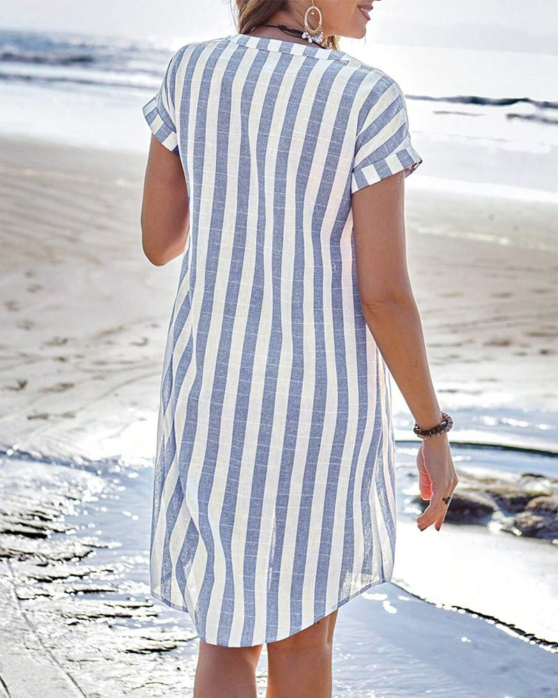 Zamora™ | Elegante abito a camicia a righe