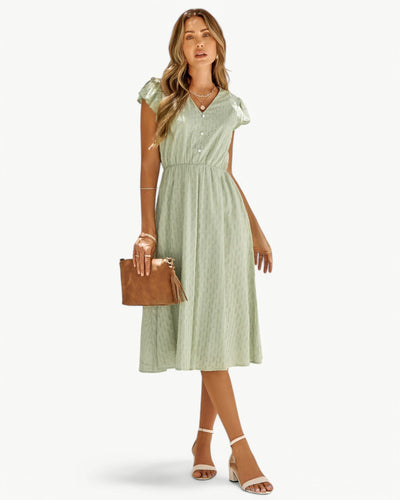 Alra™ | Abito midi con scollo a V e maniche a volant
