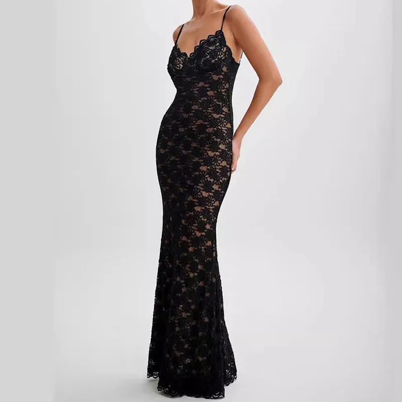 Tea™ | Abito midi in pizzo nero