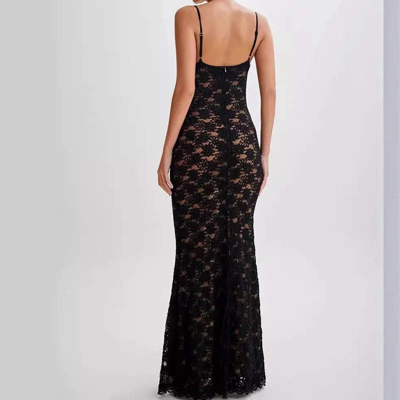 Tea™ | Abito midi in pizzo nero