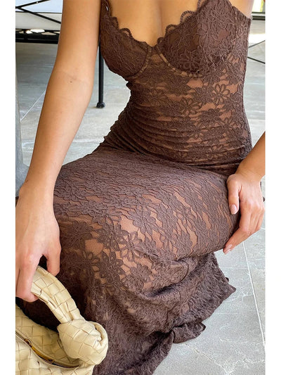 Tea™ | Abito midi in pizzo nero