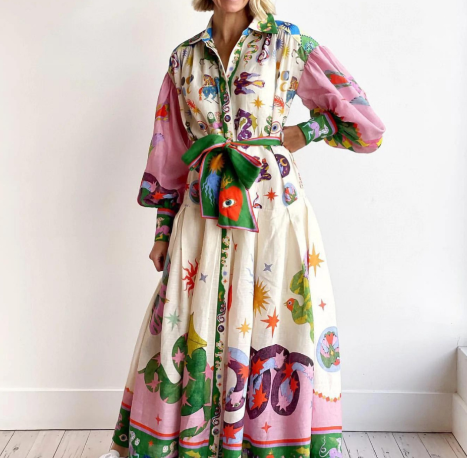 Elegante abito floreale con volume