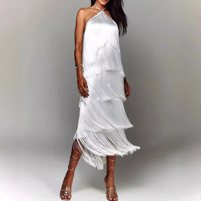 Elegante abito con nappe