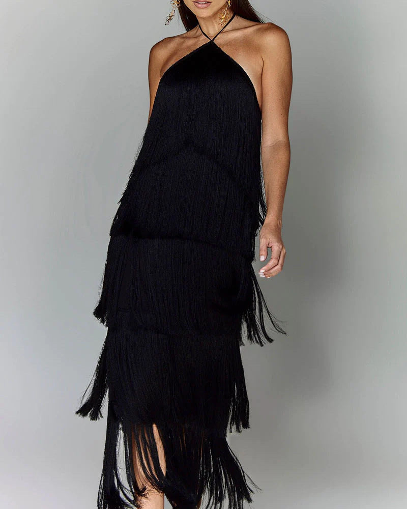 Elegante abito con nappe