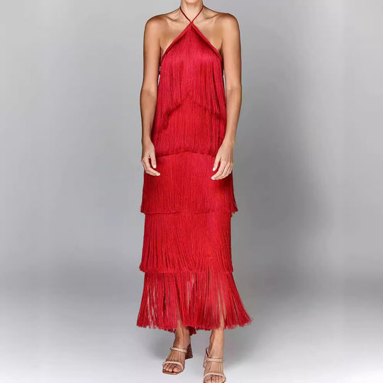 Elegante abito con nappe
