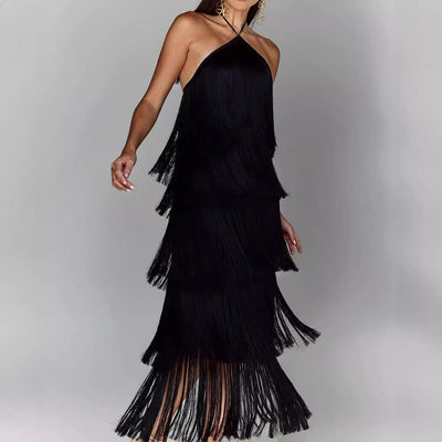 Elegante abito con nappe