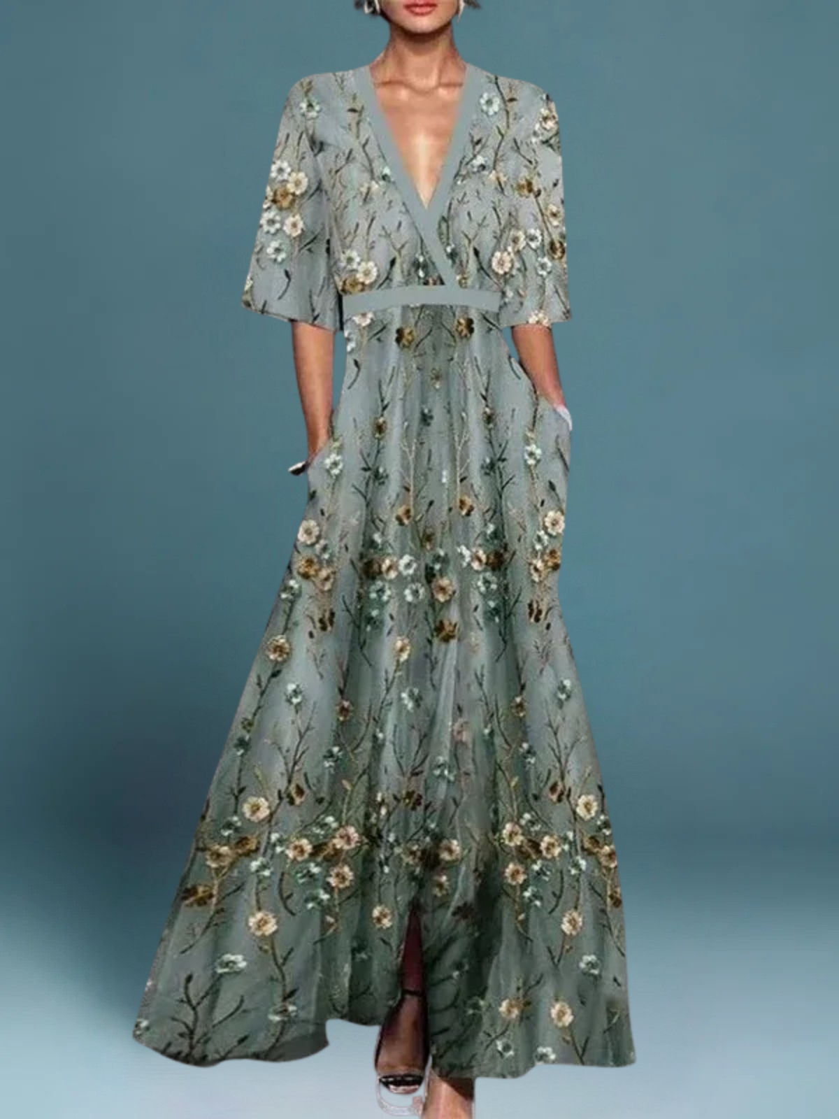 Elegante abito lungo floreale