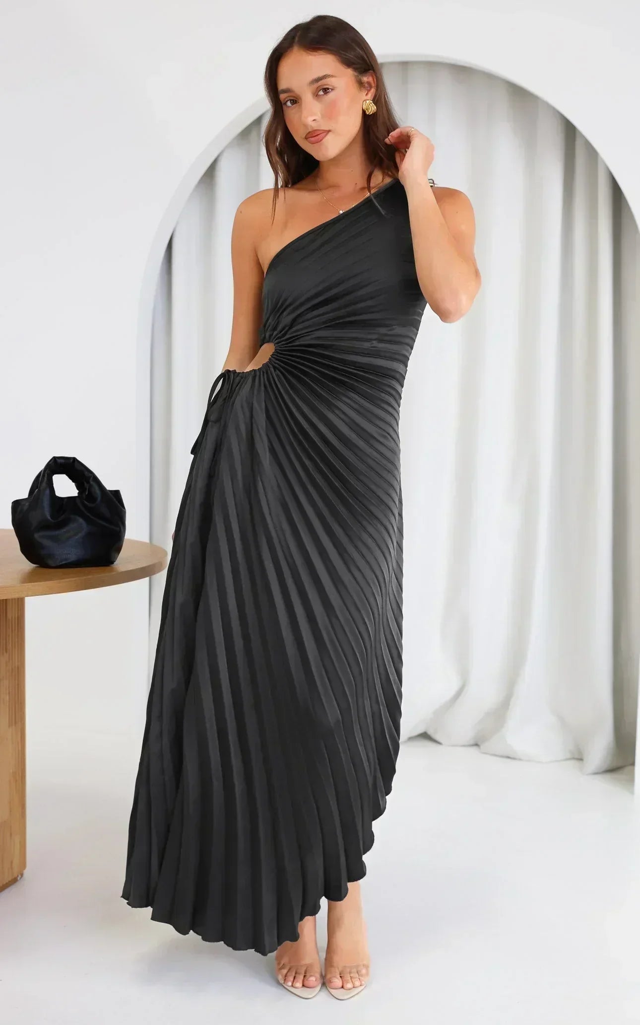 Dalyra™ | Abito midi monospalla plissettato