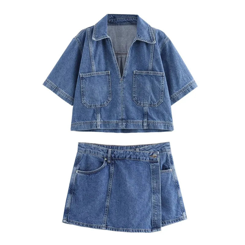 Sofia | Completo Denim V-hals