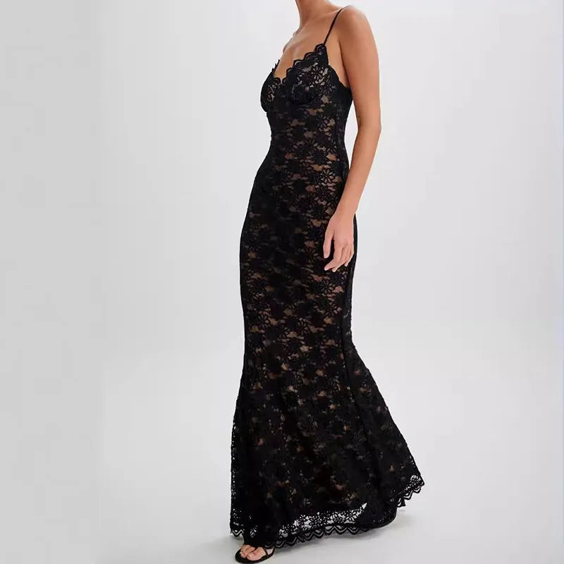 Tea™ | Abito midi in pizzo nero