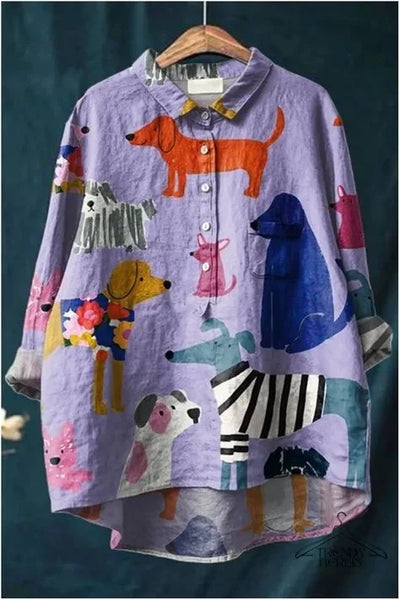 Sofia | Camicia Casual con Stampa di Cani Divertente
