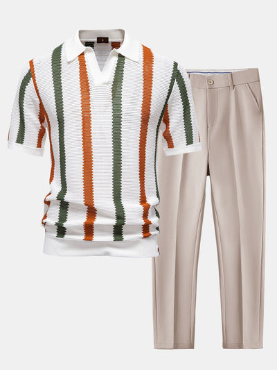 Marco | Maglietta Polo a V e Pantaloni Slim