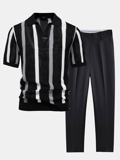 Marco | Maglietta Polo a V e Pantaloni Slim