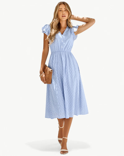 Alra™ | Abito midi con scollo a V e maniche a volant