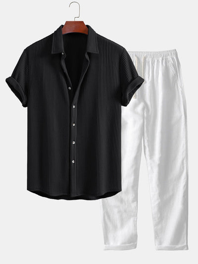 Luca | Camicia a Waffle & Pantaloni in Lino