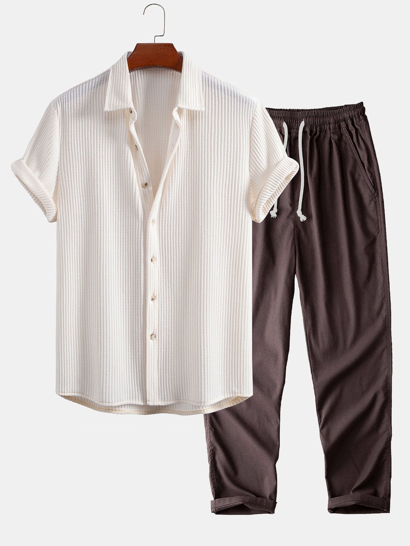 Luca | Camicia a Waffle & Pantaloni in Lino
