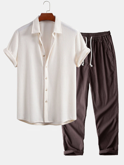 Luca | Camicia a Waffle & Pantaloni in Lino