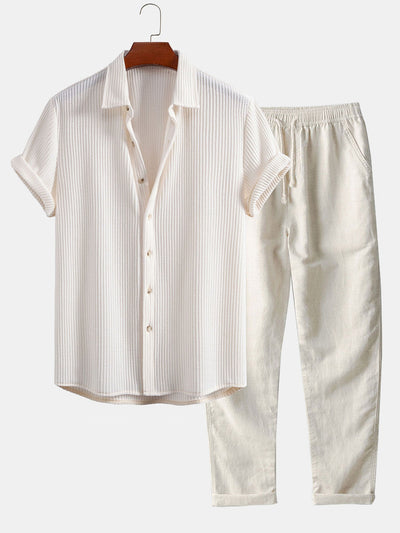 Luca | Camicia a Waffle & Pantaloni in Lino