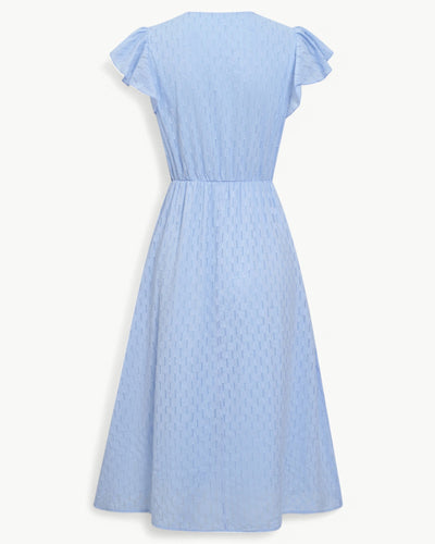 Alra™ | Abito midi con scollo a V e maniche a volant