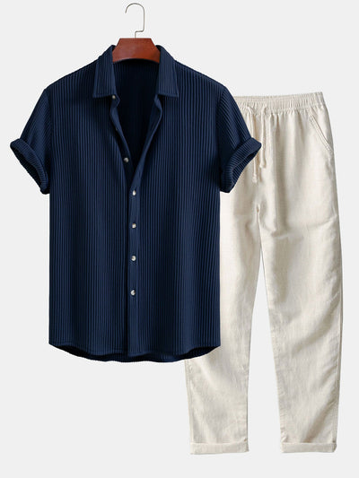 Luca | Camicia a Waffle & Pantaloni in Lino